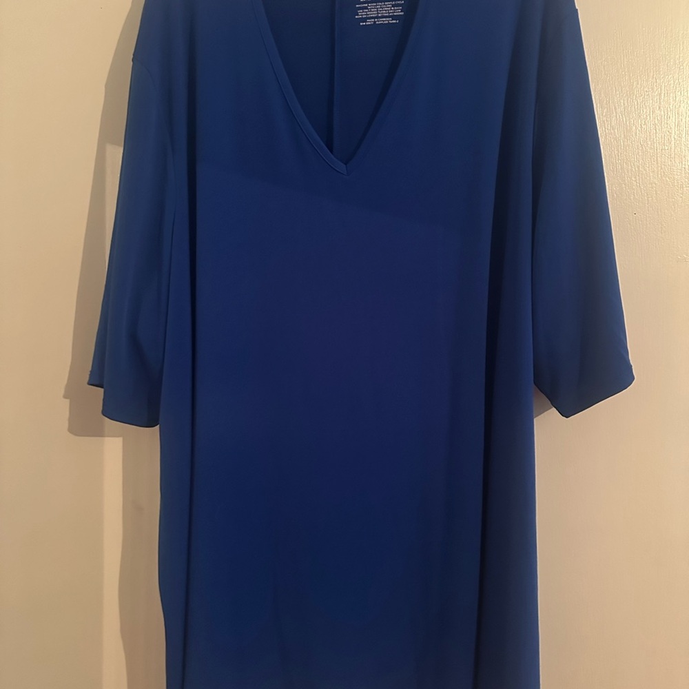 V-Neck Blue Dress